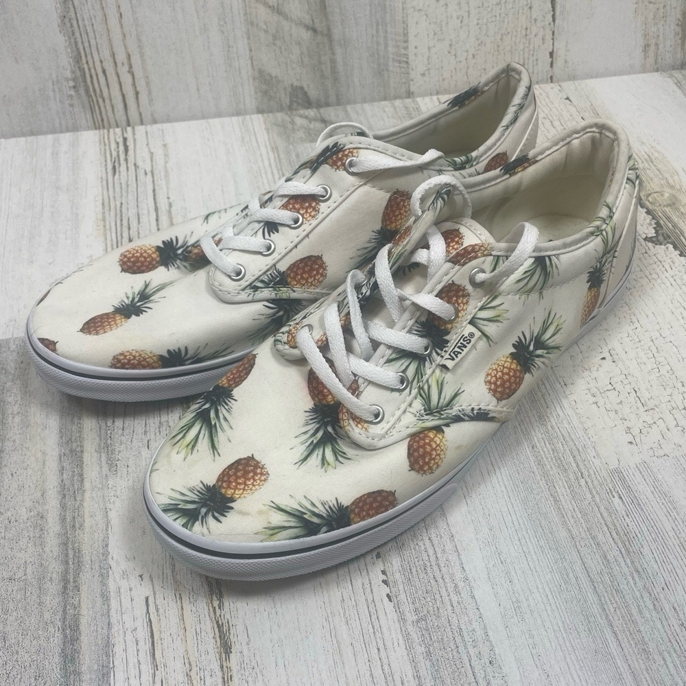Vans Atwood Low Pineapple Print‎ Sneakers Womens Size 9.5 White Lace Up